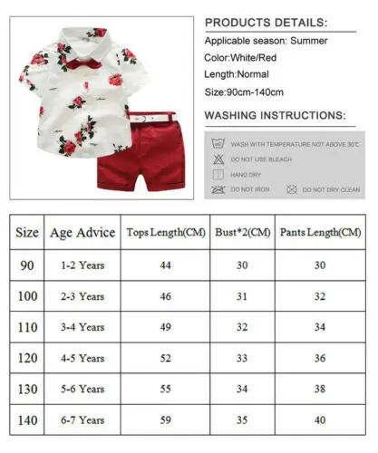 

Summer Kids Boy Clothes Set Toddler T-shirt and Shorts Pants Gentleman Formal Suit 2Pcs Outfits Boys Clothing Set 1-7 T