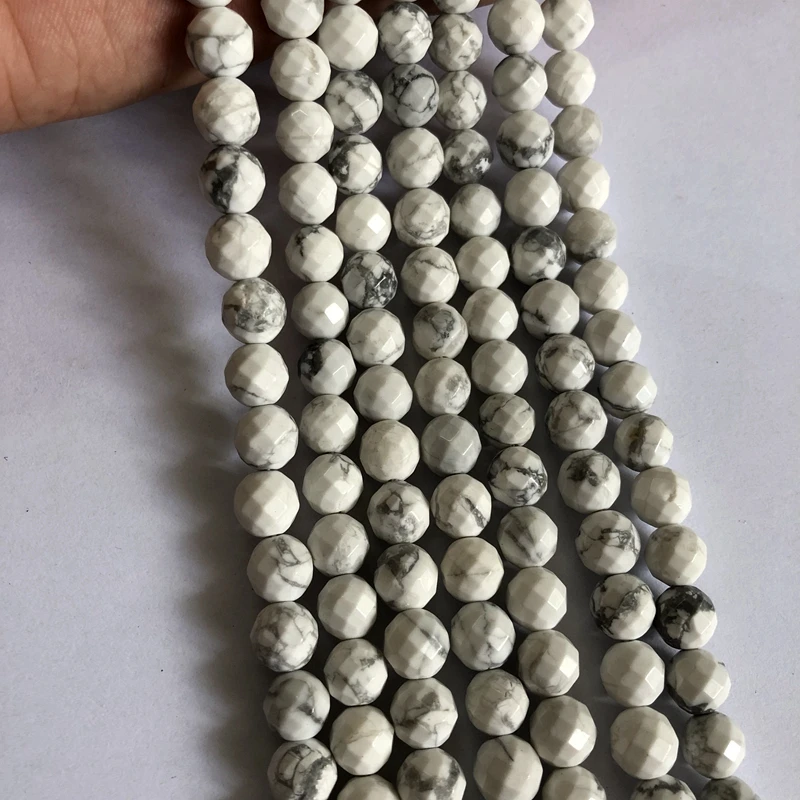 Wholesale 1string Genuine Howlite Beads Faceted Round Gem Stone Jewelry Loose 4mm 6mm 8mm 10m 12mm 15.5&quot/String | Украшения и