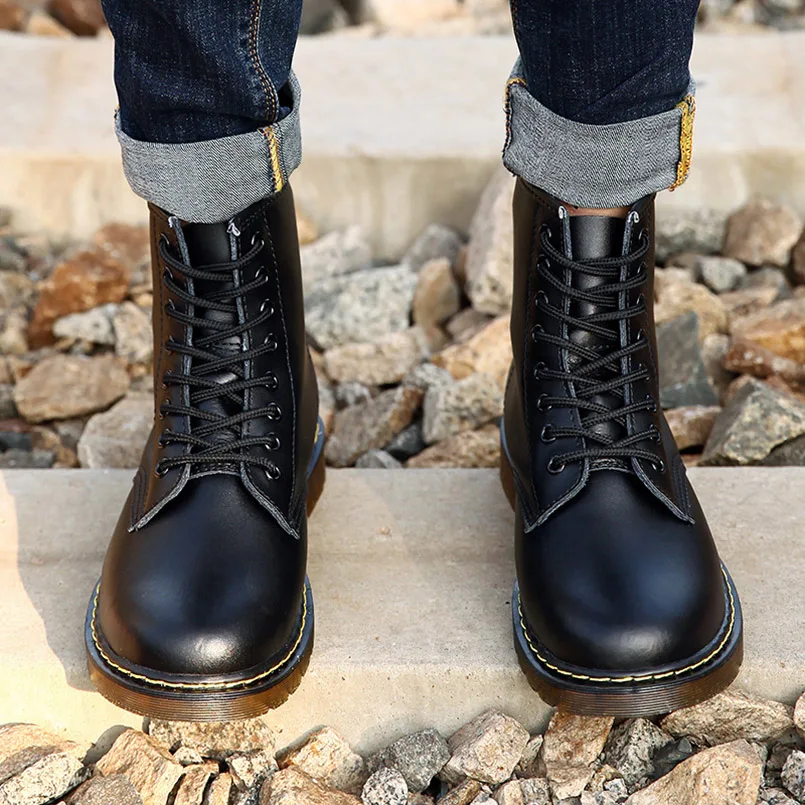 Ботинки для влюбленных; doc martins; Ботинки martin в британском стиле в винтажном стиле; классический костюм унисекс; Ботинки martin из натуральной кожи; мужские Shoes35-45 в байкерском стиле на толстом каблуке
