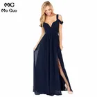 Женское шифоновое платье подружки невесты, темно-синее Плиссированное Платье для подружки невесты, сексуальное платье для свадебной вечеринки, 2018