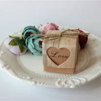 40pcs vintage heart kraft candy gift box with rustic burlap twine decoration wedding gifts for guests party favors suppliesw