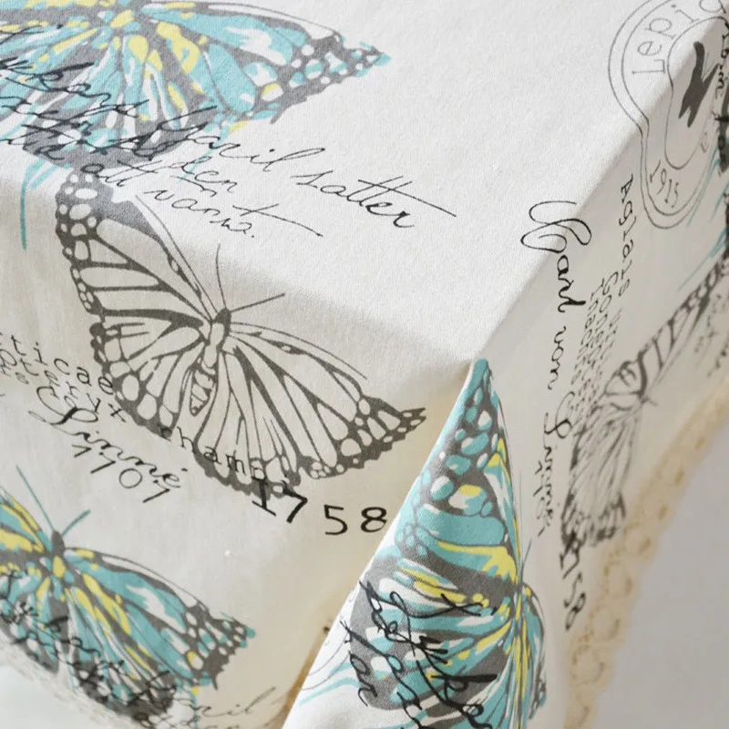 Скатерть из хлопка и льна с изображением бабочек|table cover|butterfly tableclothstable cloth |