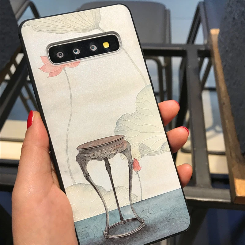 YHBBCASES китайские рельефные ТПУ Мягкие Чехлы для samsung Galaxy S8 S9 S10 Plus Ретро чехол