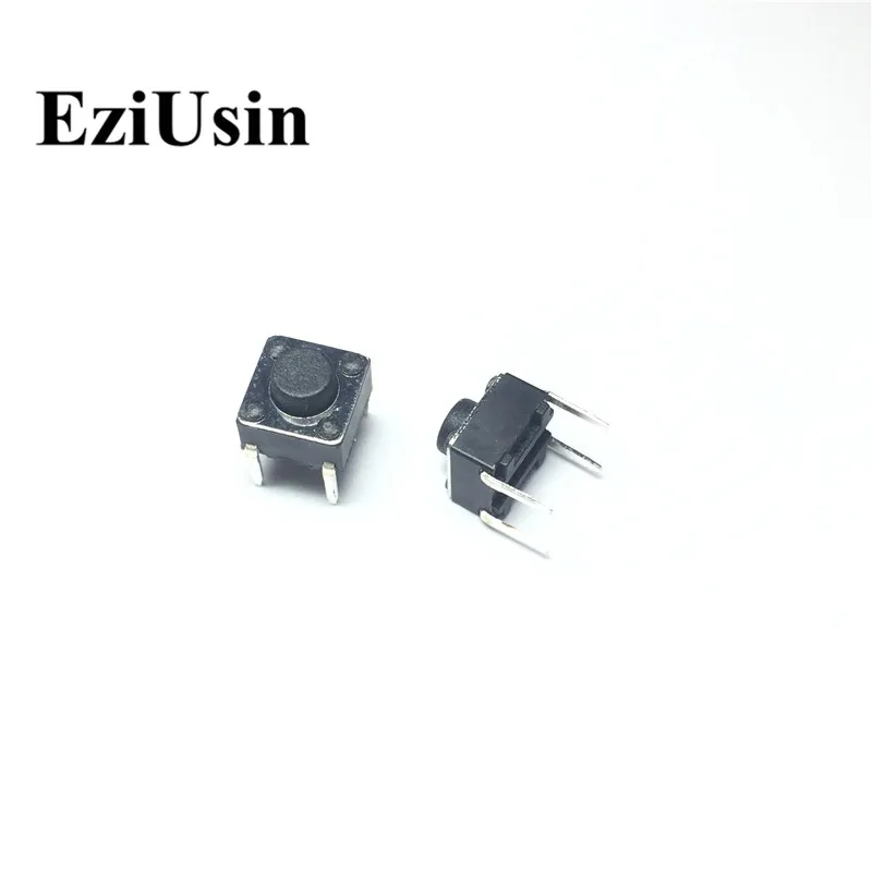 EziUsin 100 шт. 6*6*5 прямые контакты черная зеркальная подсветка сенсорный