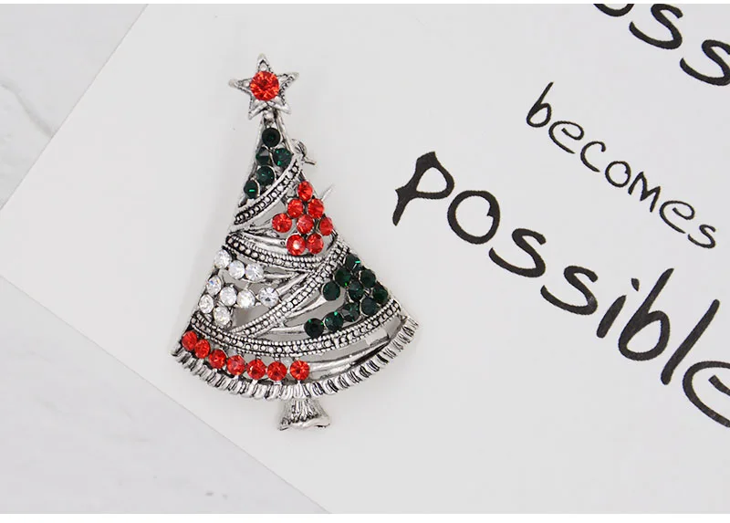 Кристалл Rhinestone Рождественская елка брошь Pin Металл Санта Клаус аксессуар Праздник моды Винтаж ювелирные изделия