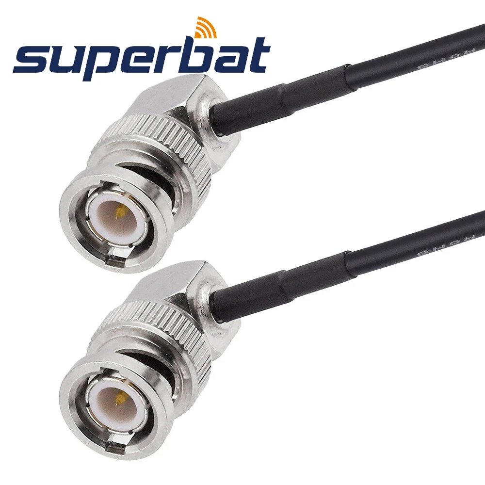 Superbat BNC Plug to Male Right Angle Pigtail Cable RG174 15cm