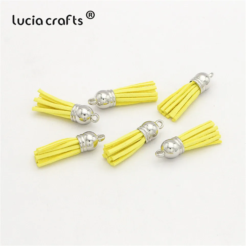 Lucia crafts 12 шт/24 шт замшевый брелок с кисточками на ремешке для мобильного телефона, ювелирные подвески, 4 см, Кожаные Кисточки с серебряными крышками I0103