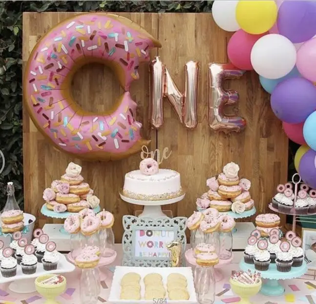 donut N E Большие воздушные шары из фольги в виде животного лесной лисы скрипт одна игрушки для вечеринки в честь Дня Рождения украшения шары Дети прекрасный игрушечный детский душ вечерние принадлежности - Цвет: donut N E
