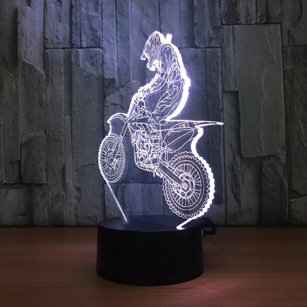 USB 3D кросс-кантри мотоцикл литье ночник светодиодный сенсорный кнопка мотоцикл Настольная лампа Декор спальни освещение сна детские подарки