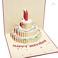 paper spiritz laser birthday cake 3d pop up paper card with blank envelope invitations greeting cards thank you happy invitation
