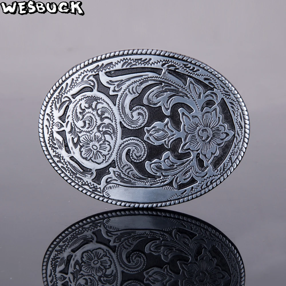

5 PCS MOQ WesBuck Brand Flower Metal Black Belt Buckles for Man Unisex Western Buckle Cowboys Cowgirls Paracord Buckle Hebilla