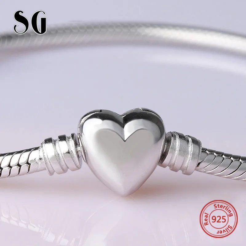 SG Роскошный 925 пробы серебряный 19 см змеиная цепочка DIY амулеты подлинный Браслет модное ювелирное изделие для женщин Подарки