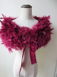 Purple Feather Меховая шаль из страусиных перьев для женщин, рождественский подарок, накидки для невесты, свадебной вечеринки с лентой - Цвет: Purple Feather