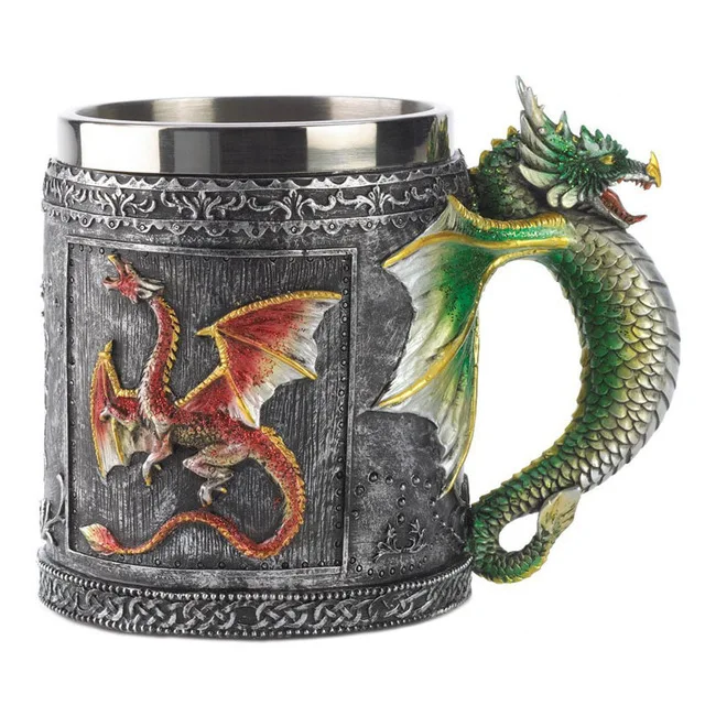E Dragon Новинка года творческий 3D череп и позвоночника кружка смолы Нержавеющая сталь бутылке 350 мл Кофе безопасный подарок для детей и друзей - Цвет: E Dragon