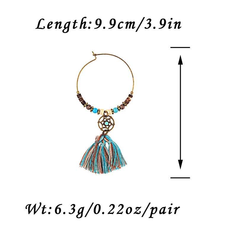 Женские винтажные серьги с бусинами Jhumkas Gypsy Green HQE915 этнические большие круглые в