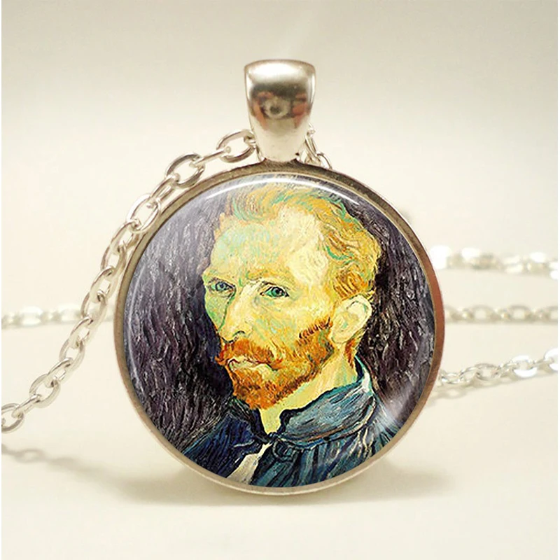 

Fashion Van Gogh Portrait Art Jewelry Painting Jewelry Men Women Retro Glass Cabochon Dome Pendant Necklace Art Lover Gift
