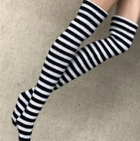 black stripe 1 пара милых носков в полоску, подходящих для Licca, Azone, Momoko, OB, Barbies 1/6, кукольные носки, аксессуары для одежды - Цвет: black stripe