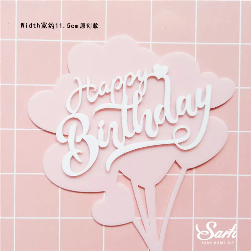 Heart birthday A Блестящее украшение для именинного торта с бриллиантами, голубое, розовое, золотое, для мальчиков и девочек, вечерние украшения, Сказочная выпечка, милые подарки - Цвет: Heart birthday A