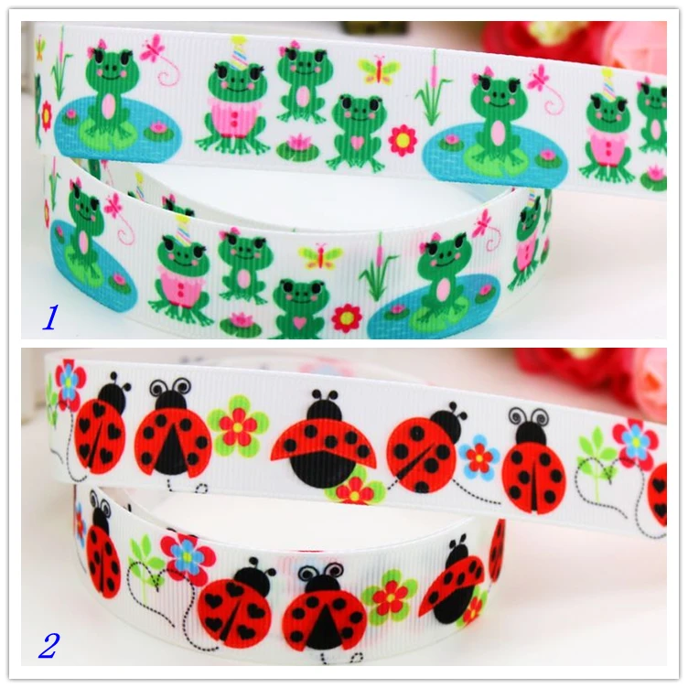 7/8 ''Бесплатная доставка Лягушка лента с рисунком божьей коровки для волос