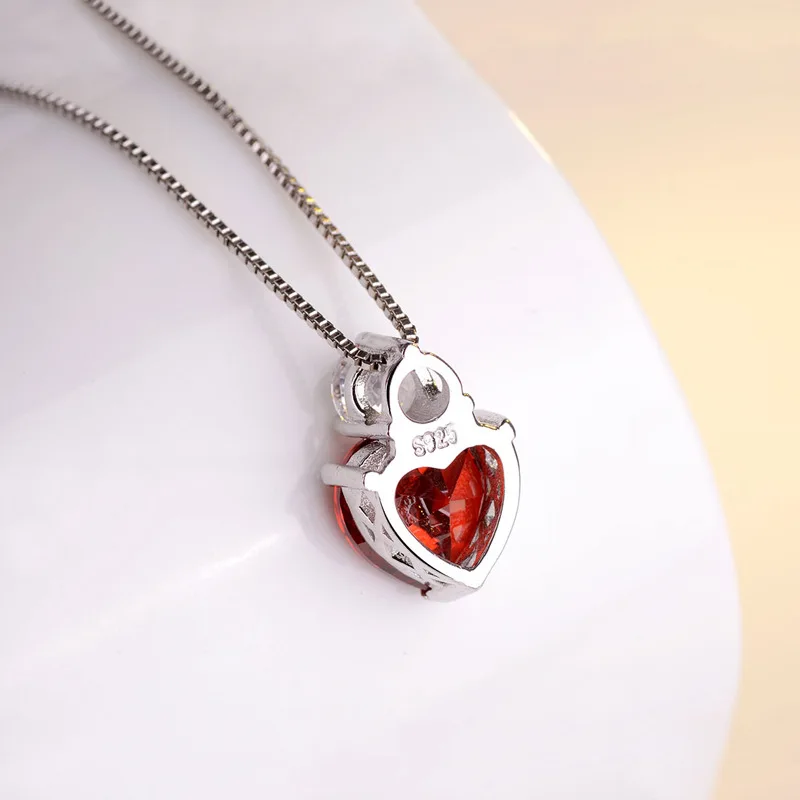 LOZRUNVE 2018 Brand S925 Sterling Silver Kolye Korean Sweet Purple Red Zirconia Heart Pendant Necklace Women Factory Wholesale | Украшения