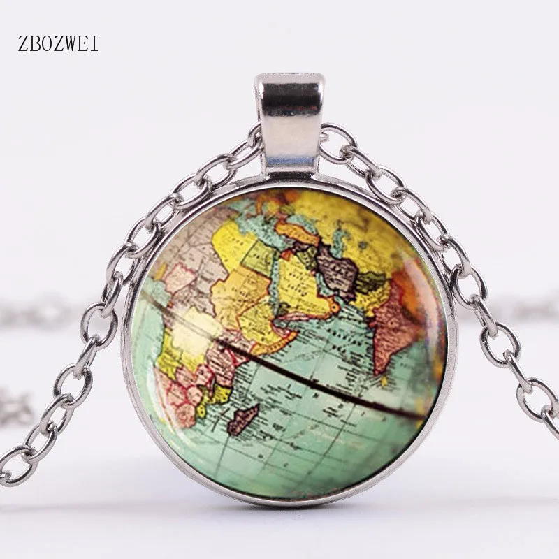 2018Hot! Кулон с картой мира сделай сам кулон мира|necklace world|world necklacehandmade necklace |