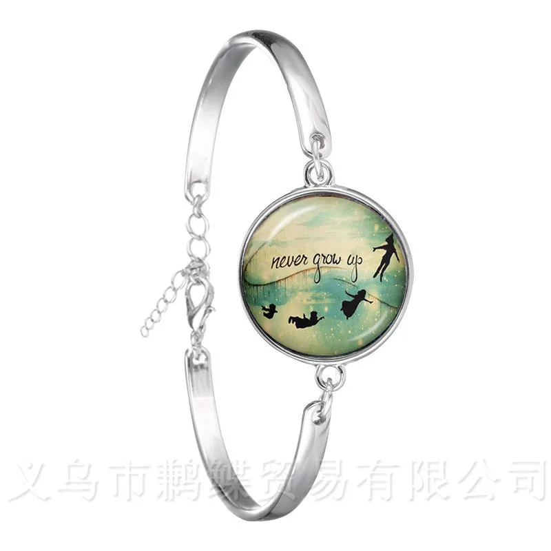 Cartoon Anime Peter Pan Never Grow Up Neverland Bracelet The Lost Boys Girls Silver Plated Bangle Men Women Kids Gifts | Украшения и