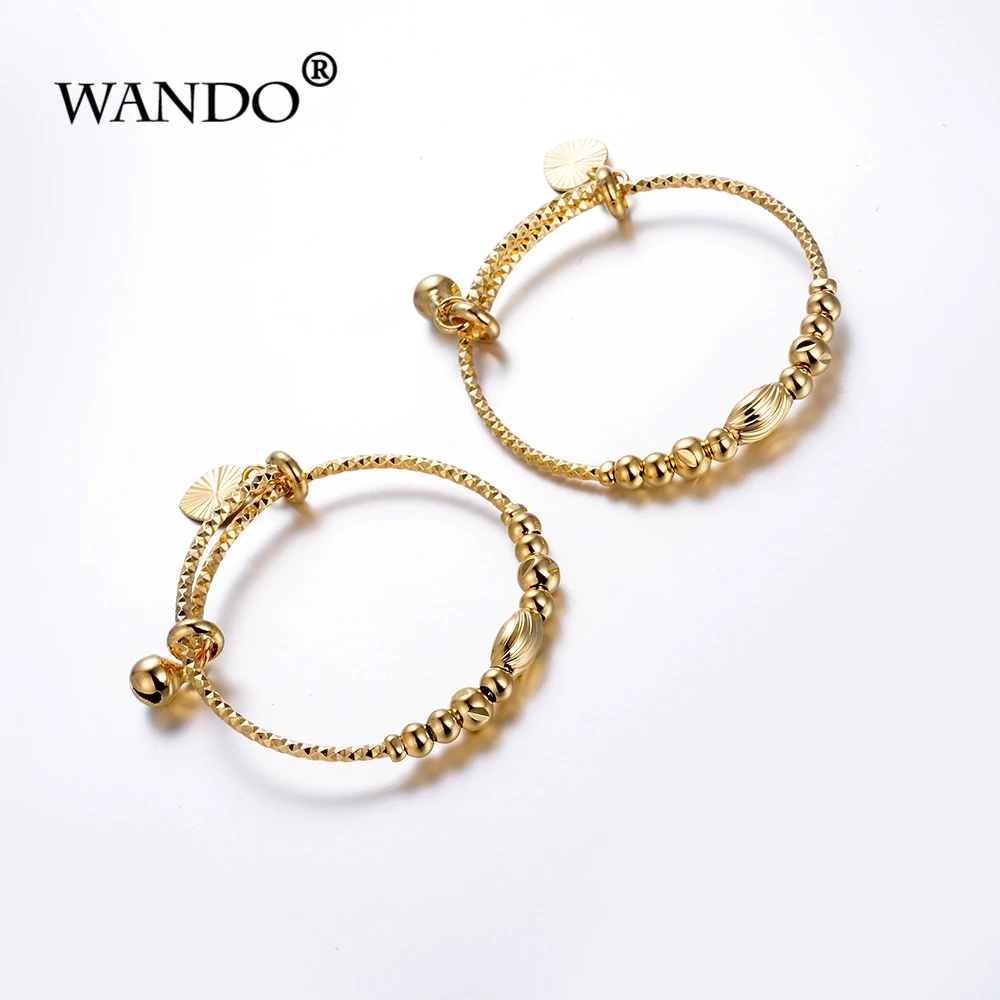 WANDO 2 шт. шаровые бусинки колокольчики классические детские браслеты золотистого