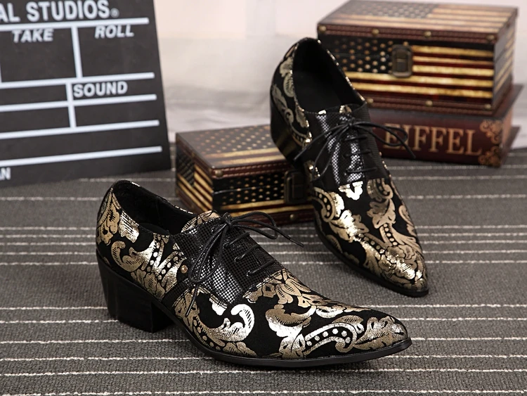 Zapatos Hombre Vestir/Свадебная обувь на шнуровке с золотым принтом Мужская официальная