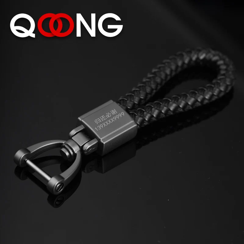 QOONG 2019 пользовательские надписи 100% натуральная кожа веревочный брелок