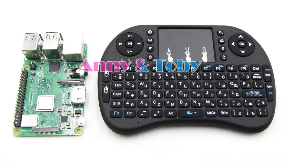 Английский/русский/испанский/португальский/французский язык 2,4 г Raspberry PI 3 Беспроводная клавиатура Air mouse Touchpad для tv BOX Tablet PC