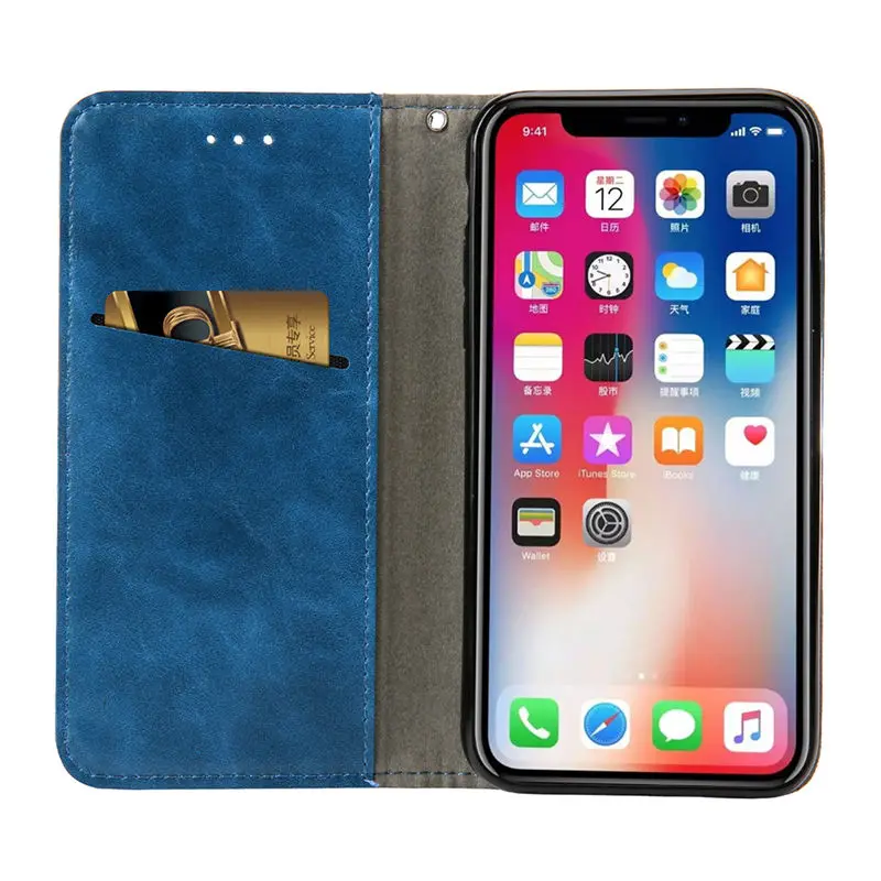 Чехол для iPhone X 7 8 9 плюс кожаный чехол-портмоне Магнитная Крышка samsung Galaxy S9