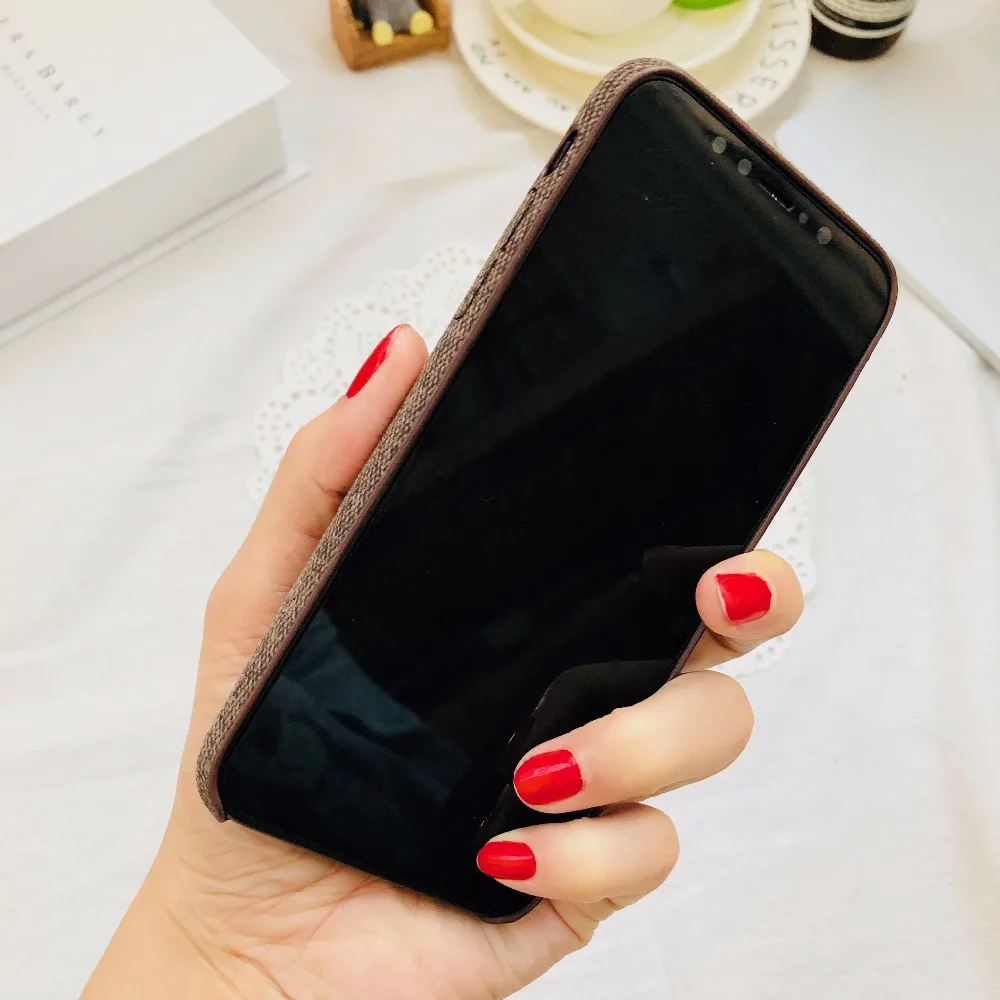 Simple Solid Color PC Back Cover Fabric PU Leather Accesories for iPhone X 8 7 6 Plus Mobile Phone Case |