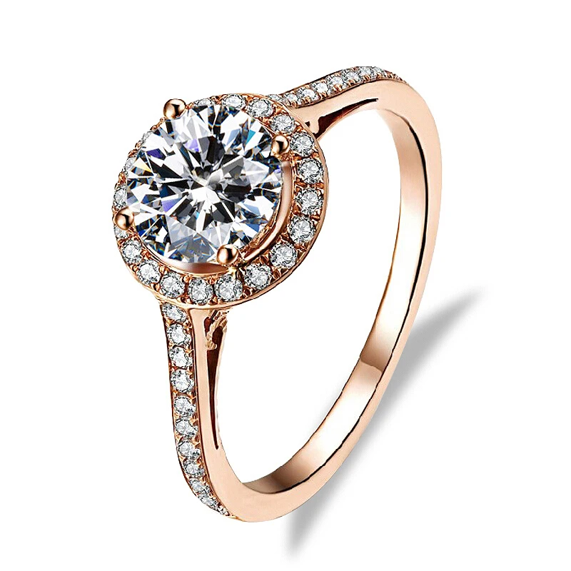 

1CT 6.5mm Round Brilliant Cut Moissanite Halo Ring Solid 18K Yellow Gold DF Color Wedding Ring Fine Gold Jewelry For Women