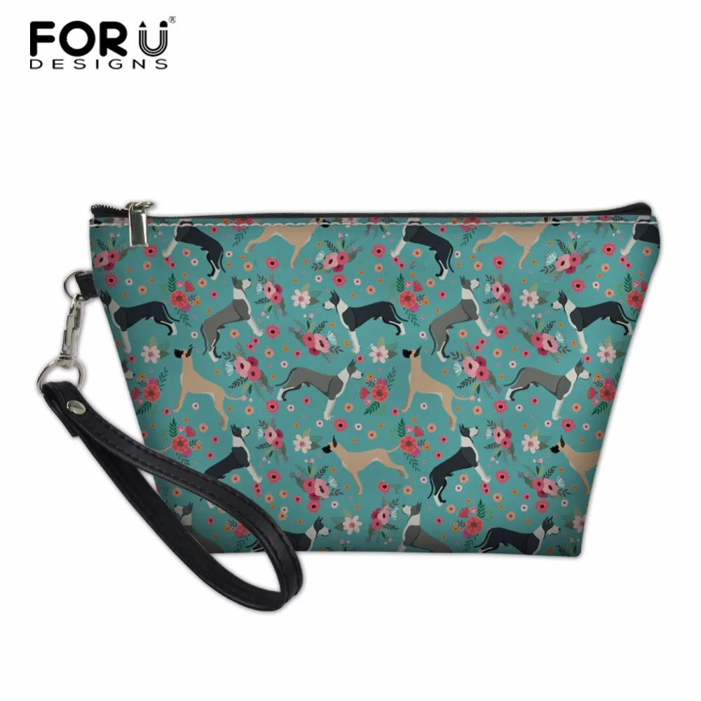 

FORUDESIGNS Cosmetic Bag Women Small Travel Makeup Bag Great Dane Bag Zipper Make Up Organizer Storage Pouch Toiletry Kit Box