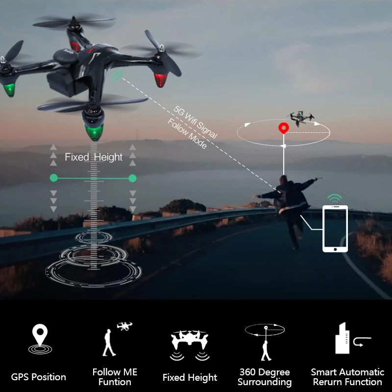 Глобальный Drone GW198 Professional FPV системы бесщеточный Quadcopter с 1080 P HD камера Follow Me Дрон GPS