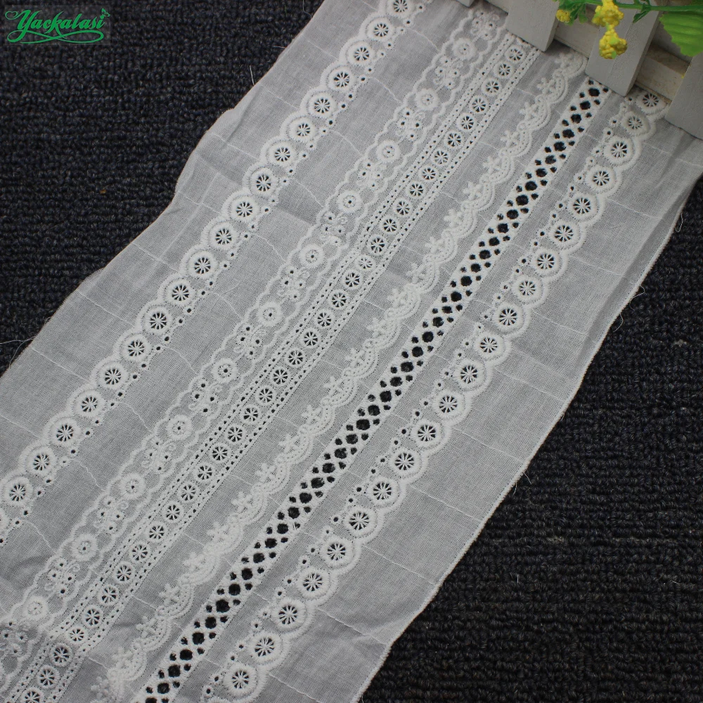 YACKALASI 10 Yds вышитая кружевная ткань с ушками 100% швейцарская хлопковая вуаль