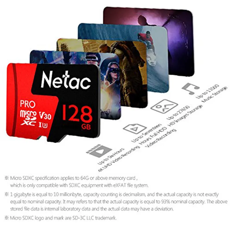 Карта памяти Netac Microsd P500 Pro 128 ГБ класс 10 microSDXC V30 U3 оптовая продажа 2018 новая флеш