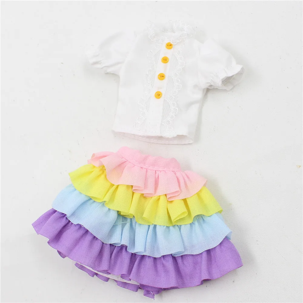One Set Одежда для 1/6 Блит 2 шт. юбка и белая рубашка - Цвет: One Set