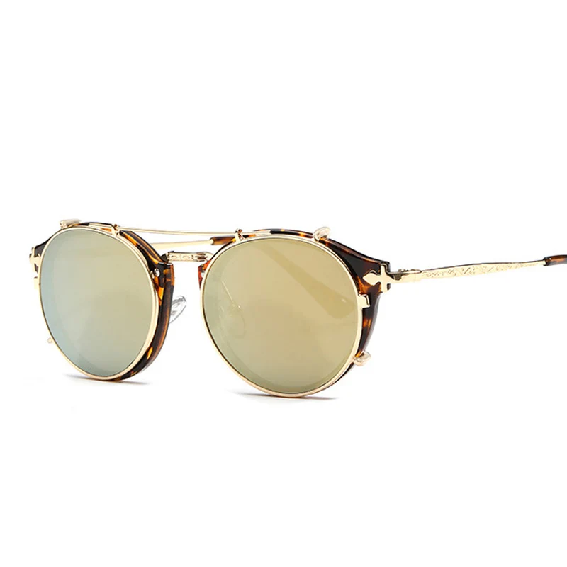 Очки солнцезащитные круглые унисекс в стиле стимпанк|oculos brand|oculos designerflip sun glasses |