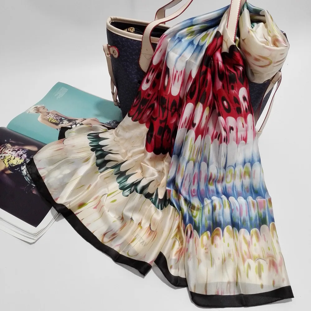 Фертифульный шелковый шарф с принтом крыла шарфы платок хиджаб роскошный бренд