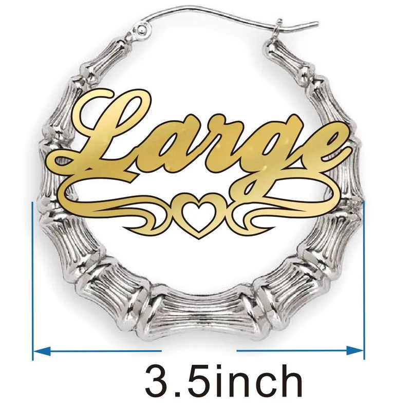 3.5inch silver round Пользовательские Бамбуковые серьги акриловые персонализированные имя Мода показать очаровательные серьги - Окраска металла: 3.5inch silver round