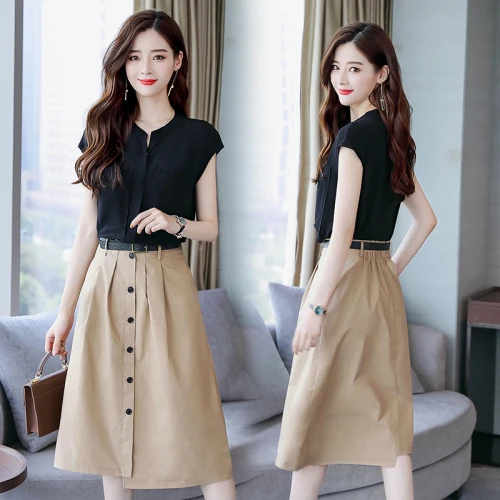 Женский офисный комплект из двух предметов модная однобортная черная блузка с