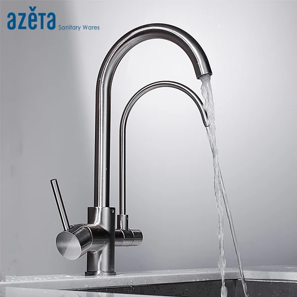 

AZETA Filter Kitchen Faucet Brushed Nickel Brass Kitchen Mixer With Water Purify Kitchen Tap 3 Way Kitchen Faucet AT8208BN