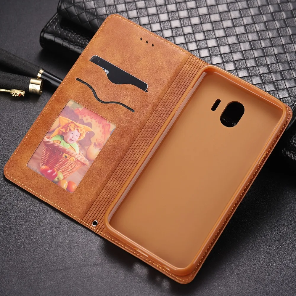 Роскошный флип-чехол для Samsung Galaxy J4 Plus 2018 чехол телефона винтажный Магнитный с