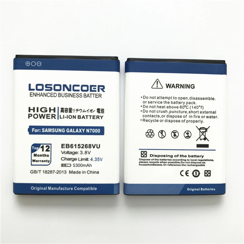 LOSONCOER 5300 мАч EB615268VU Для samsung GALAXY NOTE 1 N7000 батарея I9220 I9228 I889 I717 N7005