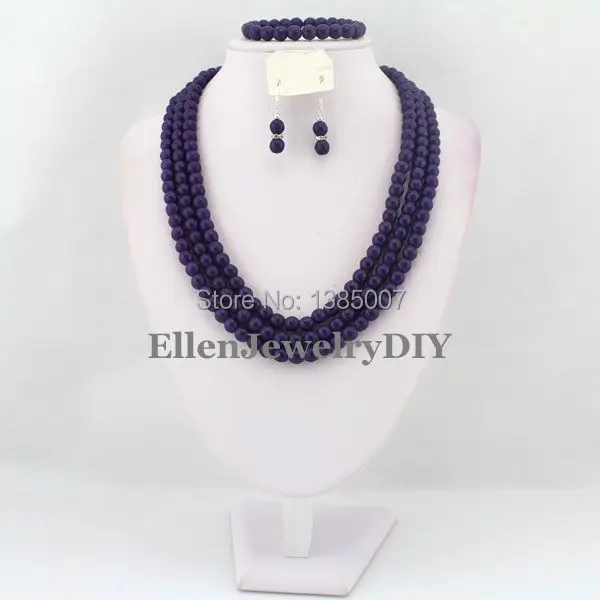Темно-фиолетовый Африканский комплект ювелирных изделий нигерийские