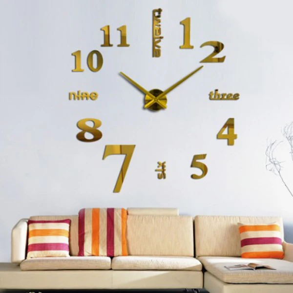 Большие настенные 3d-часы зеркальные наклейки для больших часов уникальный