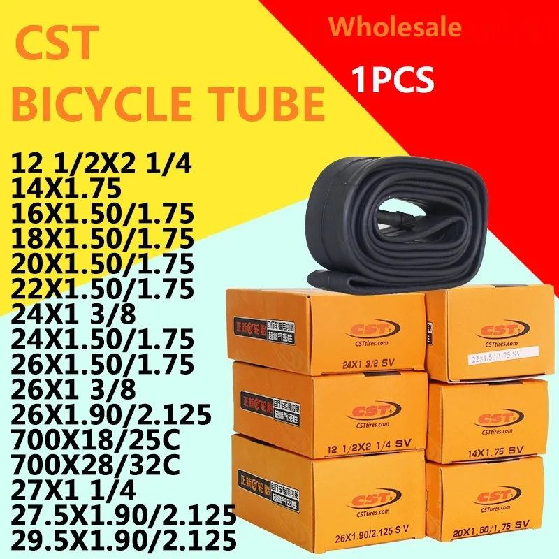 

Bicycle Tube 12 / 14 / 16 / 18 / 20 / 700 / 24 / 26 x1.95 / 1.75 / 1.50 / 1 3/8 Inch CST Inner Tube Schrader Presta Valve AV/FV