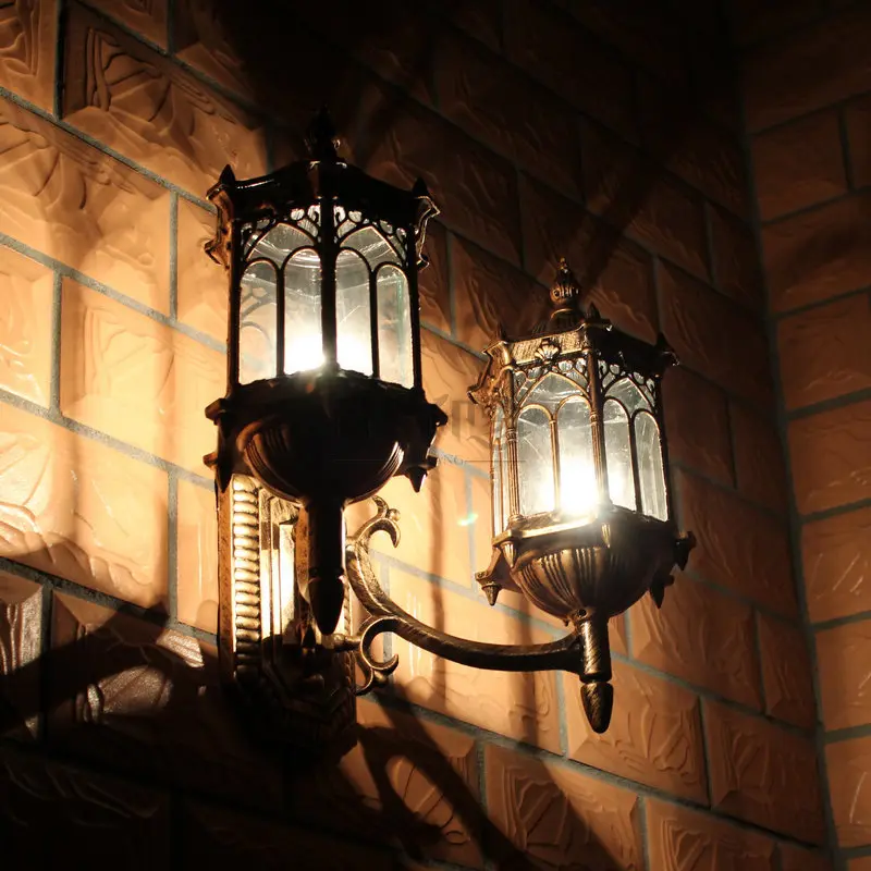 Роскошные Бронзовые винтажные настенные лампы с 2 головками уличные