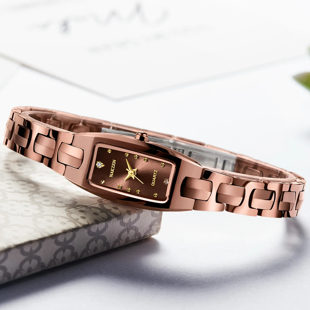 Бренд NAKZEN оригинальные модные женские часы Вольфрамовая сталь часы-браслет с